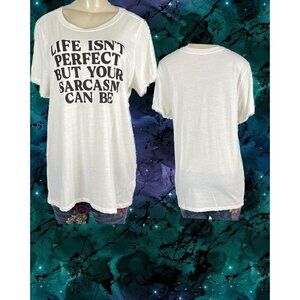 Torrid 0-L Vanilla Life Isn't Perfect Statement Crew Neck Short Sleeve Tee